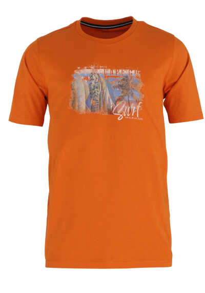 CASAMODA T-Shirt Halbarm Rundhalsausschnitt Jersey Druck orange