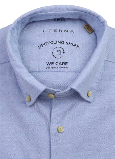 ETERNA Slim Fit Upcycling Shirt Button Down Kragen Stretch hellblau