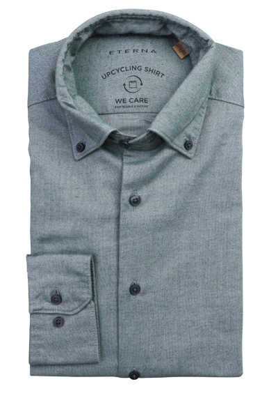 ETERNA Modern Fit Upcycling Shirt Button Down Kragen Stretch oliv preisreduziert