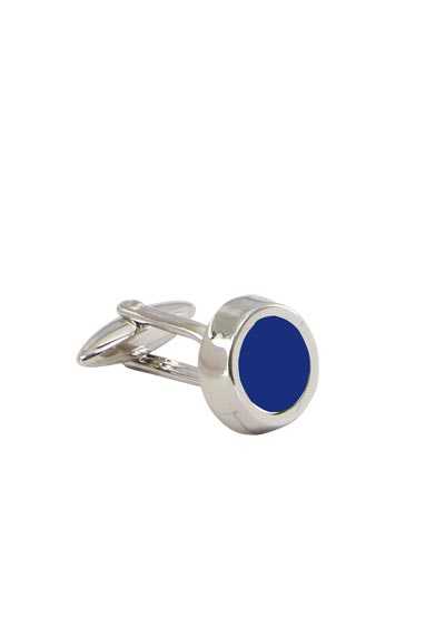 ETERNA Manschettenknopf rund mit blauem Einsatz silber