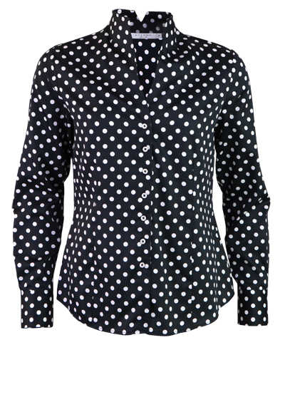 ETERNA Modern Fit Bluse Langarm Hemdkragen Punkte weiß/schwarz