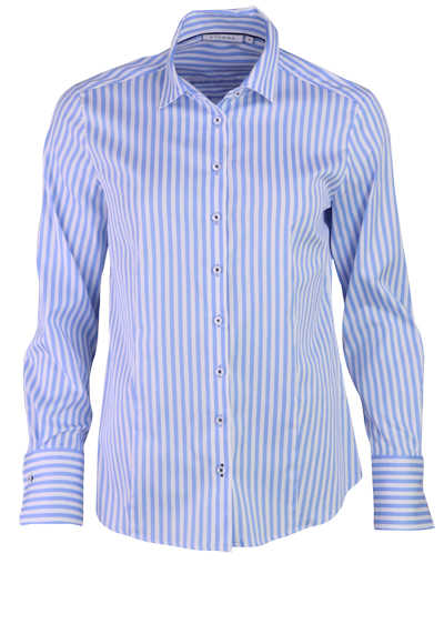 ETERNA Modern Fit Bluse Langarm Hemdkragen Streifen weiß/blau