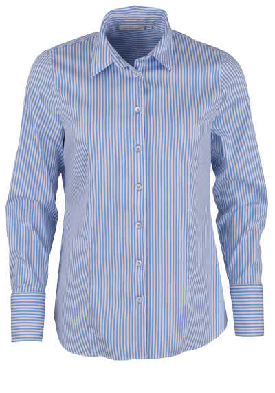 ETERNA Modern Fit Bluse Langarm Hemdkragen Stretch Streifen blau/weiß