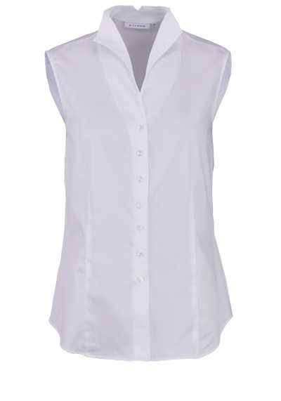 ETERNA Modern Fit Bluse ohne Arm Stehkragen geknöpfte Front weiß