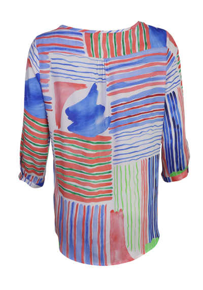 ETERNA Modern Fit Bluse Langarm Rundhals reine Viskose Muster Multicolor