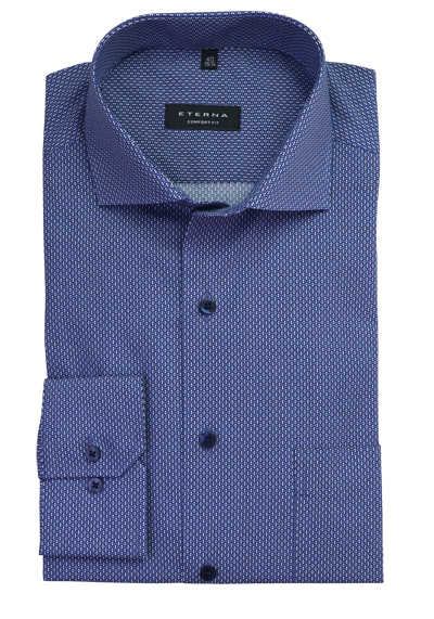 ETERNA Comfort Fit Hemd super langer Arm Muster blau preisreduziert