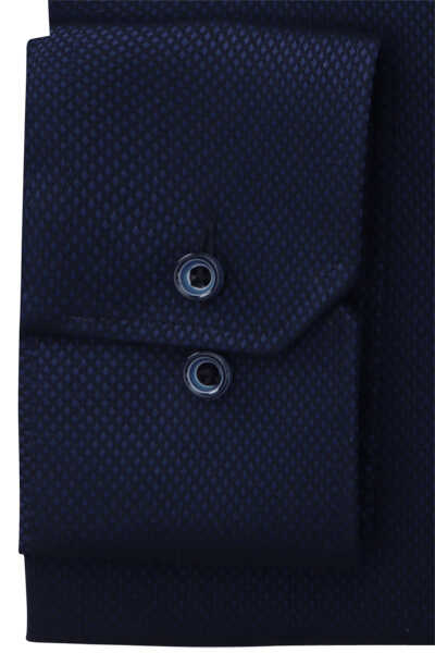 ETERNA Comfort Fit Hemd extra langer Arm New Kent Kragen Muster dunkelblau