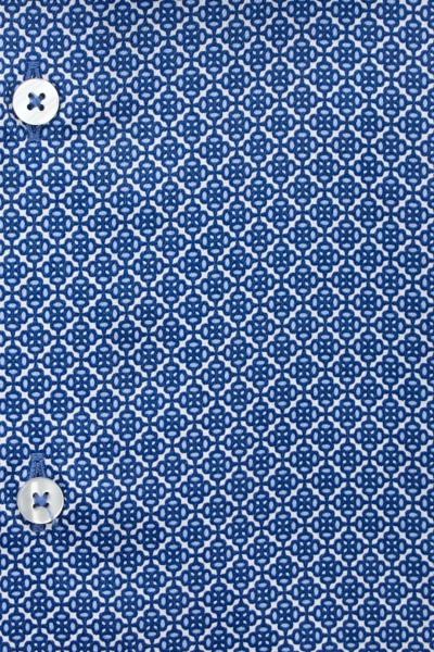 ETERNA Modern Fit Hemd Halbarm New Kent Kragen Muster blau