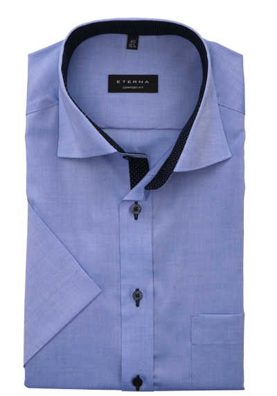 ETERNA Comfort Fit Hemd Halbarm mit Brusttasche Oxford blau
