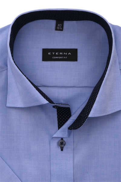 ETERNA Comfort Fit Hemd Halbarm New Kent Kragen Oxford blau