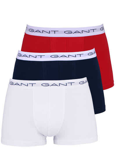 GANT Boxershorts Logoschriftzug 3er Pack rot/weiß/dunkelblau