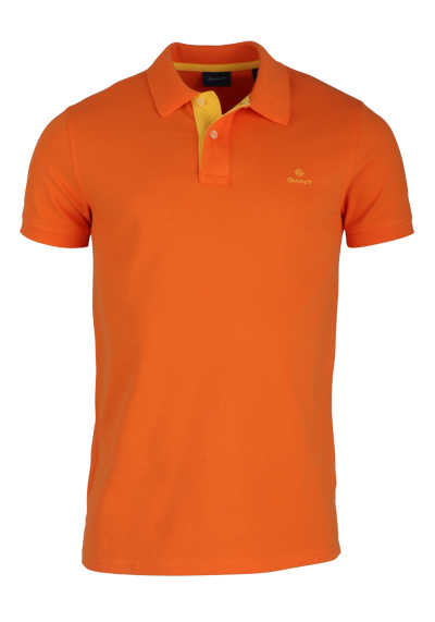 GANT Halbarm Poloshirt geknöpfter Polokragen Logo-Stick orange preisreduziert