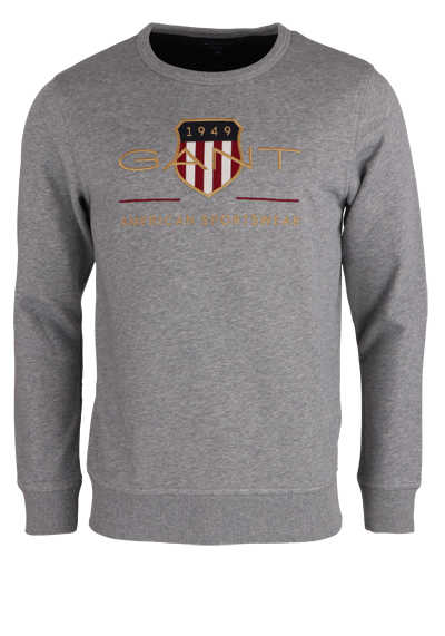 GANT Langarm Sweatshirt Rundhals Front-Logo-Stick hellgrau preisreduziert