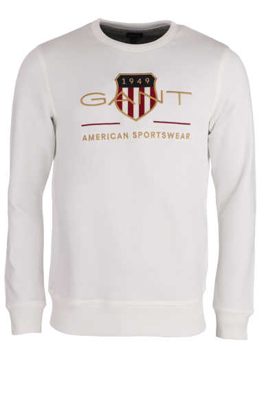 GANT Langarm Sweatshirt Rundhals Front-Logo-Stick weiß preisreduziert