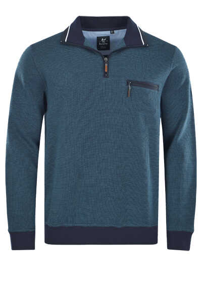 HAJO Sweatshirt Langarm mit Reißverschluss Struktur hellblau