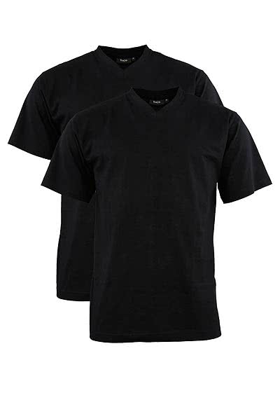 HAJO T-Shirt Doppelpack V-Ausschnitt Uni schwarz 22000/4/100