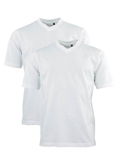 HAJO T-Shirt V-Ausschnitt Doppelpack Baumwolle weiß