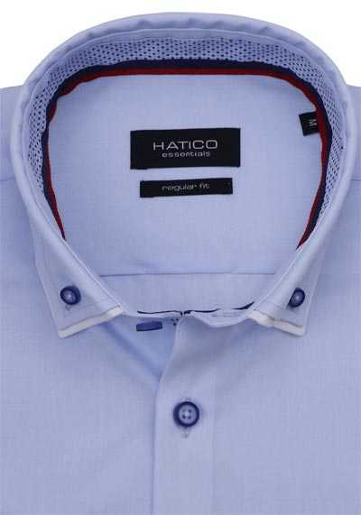 HATICO Regular Fit Hemd Langarm Button Down Kragen hellblau