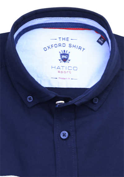 HATICO Modern Fit Hemd Langarm Button Down Kragen Struktur nachtblau