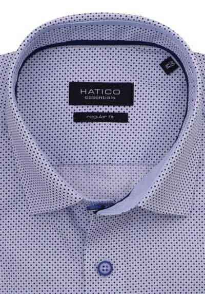 HATICO Regular Fit Hemd Langarm Brusttasche Muster blau