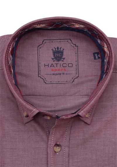 HATICO Regular Fit Hemd Langarm Button Down Kragen weinrot