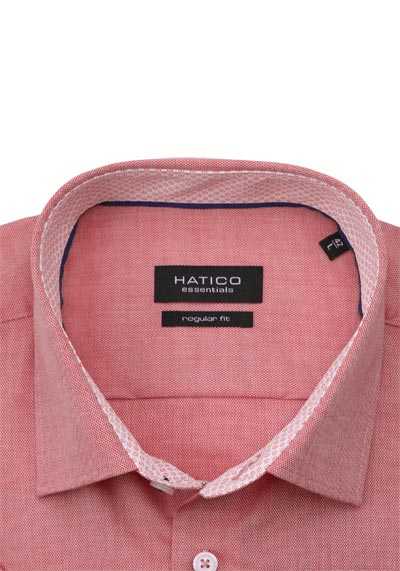 HATICO Regular Fit Hemd Halbarm New Kent Kragen Struktur rot