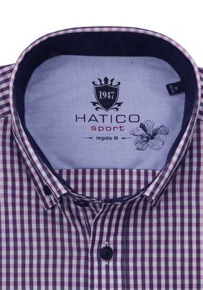 HATICO Regular Fit Hemd Langarm Button Down Kragen Karo rosa