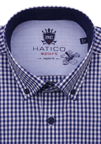 HATICO Regular Fit Hemd Langarm Button Down Kragen Karo lila