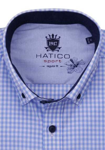 HATICO Regular Fit Hemd Langarm Button Down Kragen Karo blau