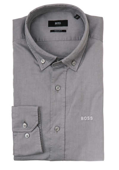 HUGO BOSS Regular Fit Hemd C-JOE Langarm Button Down Kragen grau preisreduziert