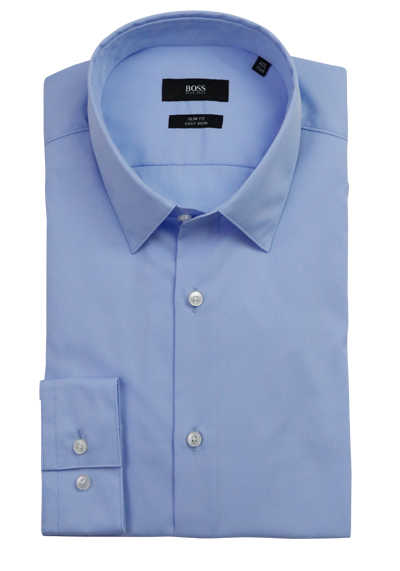 BOSS Regular Fit Hemd ELIOTT extra kurzer Arm geknöpft blau