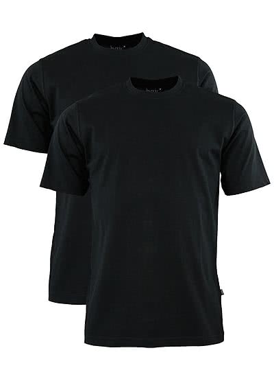 HAJO T-Shirt Rundhals Doppelpack Baumwolle schwarz