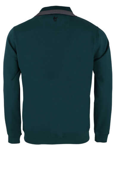 HAJO Sweatshirt Langarm Stehkragen mit Zipper Brusttasche dunkelgrün
