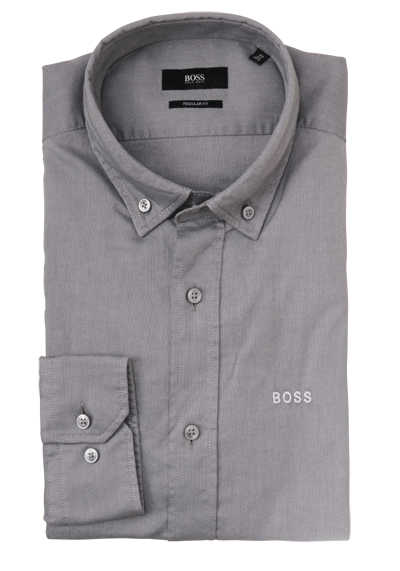 HUGO BOSS Regular Fit Hemd C-JOE Langarm Button Down Kragen grau