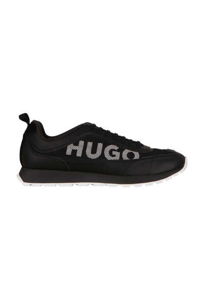 HUGO Sneaker ICELIN RUNN Schnürer Leder Logo-Print schwarz