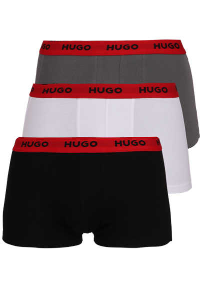 HUGO Trunk TRIPLET PACK Gummibund Logo-Schriftzug Muster weiß