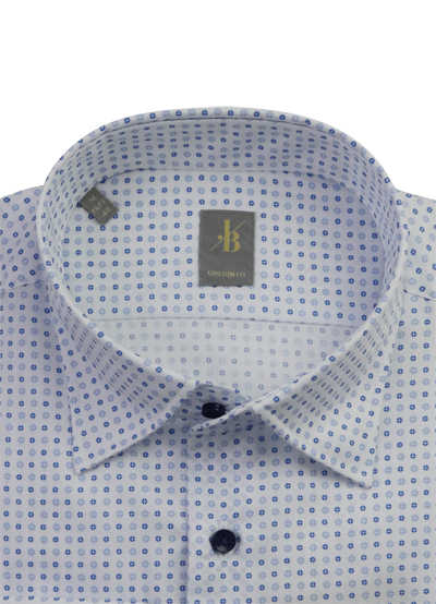 JACQUES BRITT Custom Fit Hemd Langarm Under Button Down Kragen Muster blau