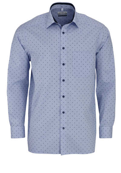 MARVELIS Comfort Fit Hemd Langarm New Kent Kragen Muster blau
