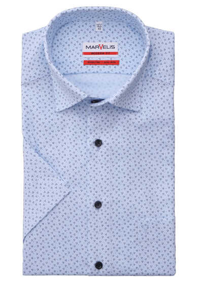 MARVELIS Modern Fit Hemd Halbarm Under Button Down Kragen Punkte blau