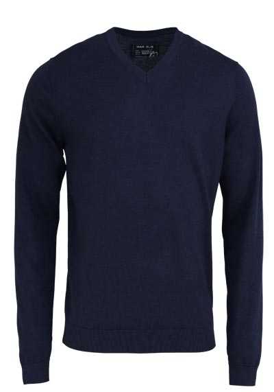 MARVELIS Pullover Langarm V-Ausschnitt aus Merino Wolle nachtblau