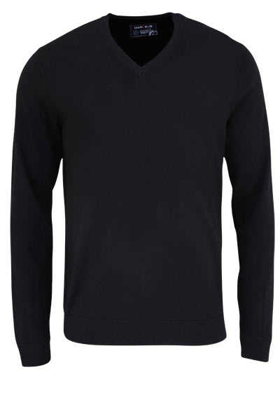 MARVELIS Pullover Langarm V-Ausschnitt aus Merino Wolle schwarz