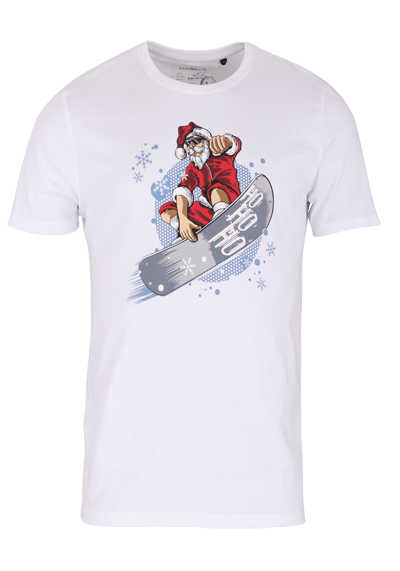 MARVELIS T-Shirt Halbarm Rundhals Weihnachtskollektion Frontprint weiß