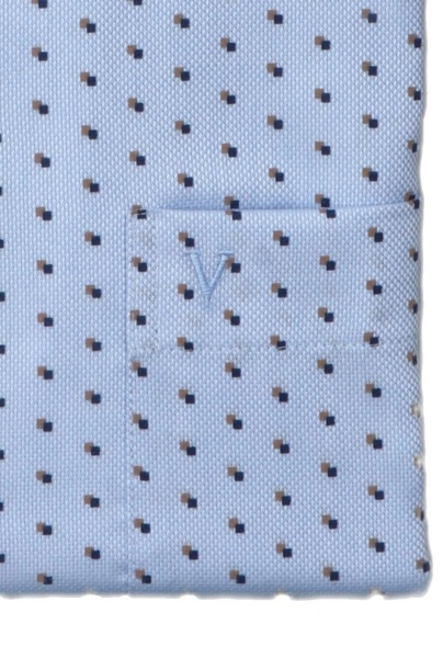 MARVELIS Modern Fit Hemd extra langer Arm New Kent Kragen Muster hellblau
