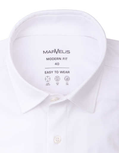 MARVELIS Modern Fit Hemd Langarm New Kent Kragen Jersey weiß