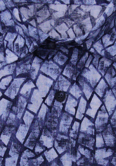 MARVELIS Casual Fit Hemd Halbarm New Kent Kragen Muster blau
