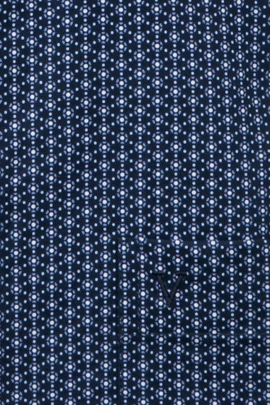 MARVELIS Modern Fit Hemd Langarm New Kent Kragen Muster dunkelblau