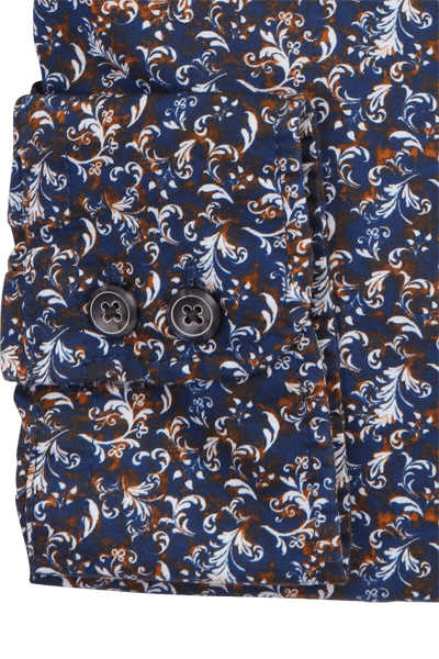 OLYMP Casual modern fit Hemd Langarm Twill Muster blau
