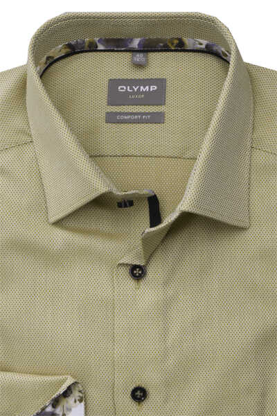 OLYMP Luxor comfort fit Hemd extra langer Arm New Kent Kragen Struktur gelb