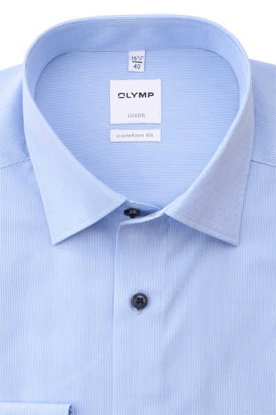 OLYMP Luxor comfort fit Hemd Langarm Haifischkragen Streifen blau