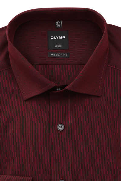 OLYMP Luxor modern fit Hemd Langarm New Kent Kragen Streifen rot